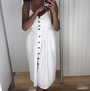 White midi eyelet dress